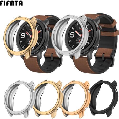 FIFATA Watch Protective Case For Xiaomi Huami Amazfit GTR 47mm Plating Silicone Cover Frame Protector Shell For Amazfit GTR 47mm