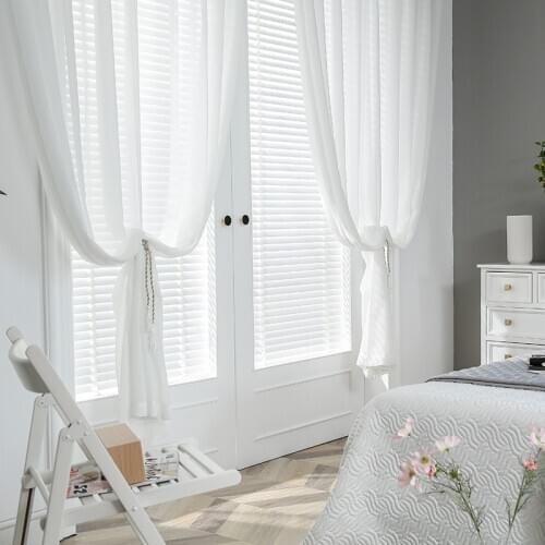 Modern Chiffon Solid White Tulle Curtains For Bedroom Living Room Window Panel Transparent Sheer Curtain Drape Well