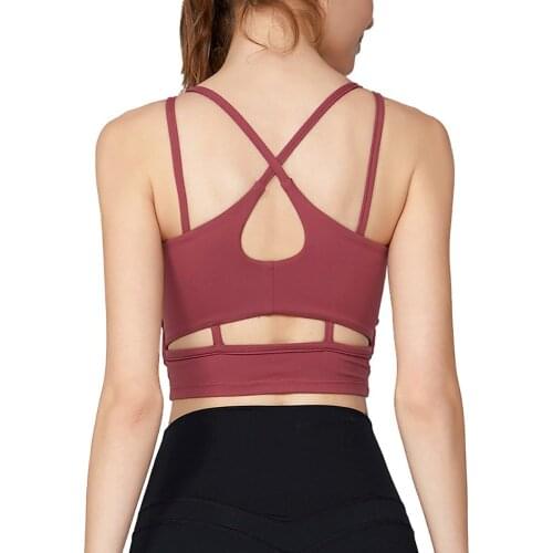 Cross Basck Hollow Ourt Sport Bra Top For Fitness Women Beauty Back High Impact Push Up Yoga Bra Running Wear