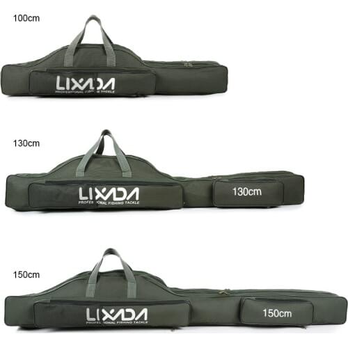 Lixada 100cm/130cm/150cm Fishing Bag Portable Folding Fishing Rod Reel Bag Fishing Pole Gear Tackle Tool Carry Case Carrier Bag
