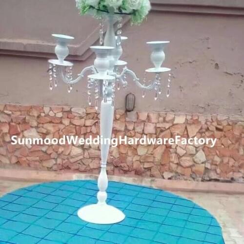 Wedding factory direct metal white 5 arm candelabra for event or wedding senyu01047