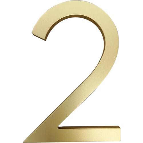 15cm House Number Sign #2 Huisnummer Outdoor Brass 6 inch Aluminum Modern Font Door Numbers Plate Home Address Signage