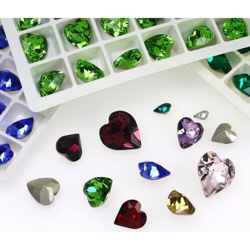 Heart shape Pointback Glass Rhinestone strass K9 Glass Crystal stone nails art rhinestone for clothes needleworh garment dress