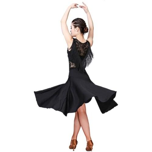 Latin Dance Skirt Lace Neckline Tassels Latin Rumba Dance Skirt Performance Exercise Clothes new