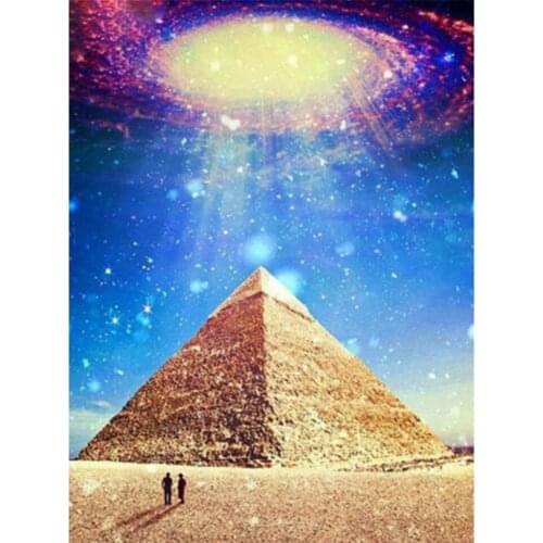 Yujohom Diamond Painting by Number Landscape Building Diamond Embroidery Sale Pyramid Pictures of Rhinestones Mosaic Home Decor