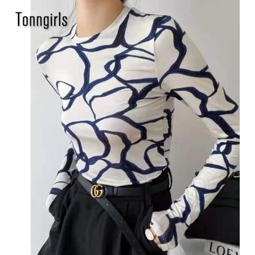 Tonngirls Zebra Pattern Design Womens T-shirt Long Sleeve Slim Skinny Streetwear Ladies T Shirt Korean Clothes 2021 Autumn Y2k