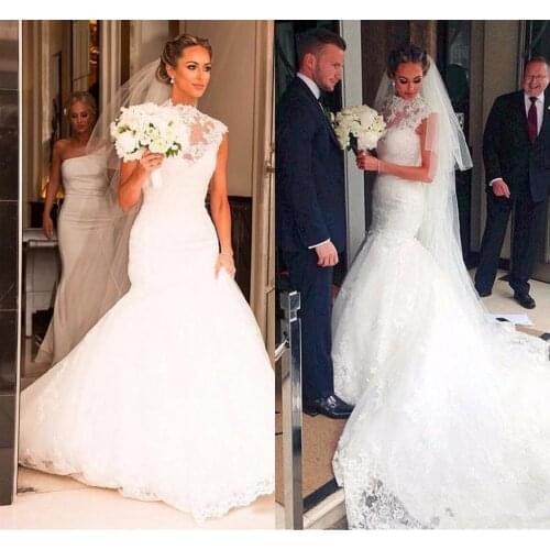 Mermaid Wedding Dresses African Women Dresses Lace Applique Beaded vestidos de noche bohemian Wedding Gown vestidos de novia