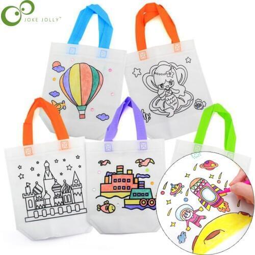 10Pcs Antistress Puzzles Educational Toy for Children DIY Eco-friendly Graffiti Bag Kindergarten Hand Painting Materials GYH
