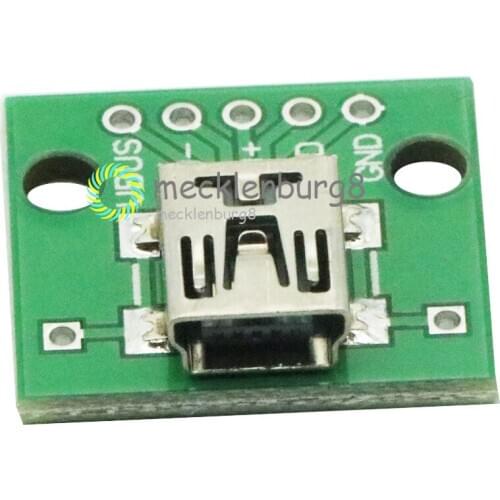 10 pieces. Mini USB to DIP Adapter Converter MM to 2.54 mm PCB DIY Power Supply New