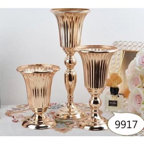 15pcs)Table Candelabra Centerpiecesgold mental Flower Stand Clear Wedding Centerpieces Use Weddings qq529