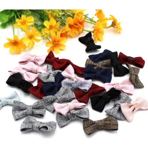 30pcs 25*35mm Small Polyester Cloth Bow Tie Wedding Scrapbooking Embellishment Crafts Handmade DIY Supplies
