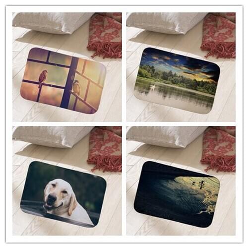 40x60cm floor mat horse dogs owls printed hallway doormat suede Welcome entrance door mat