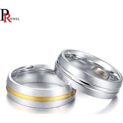 Basic 6MM Wedding Bands Rings for Him Her Promise Love Stainless Steel Female Male alliance anel anillo