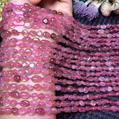 7-9MM Irregular Shape Natural Strawberry Quartz Loose Spacer Beads For Jewelry Making DIY Bracelet Necklace Jewellery 15 Inches