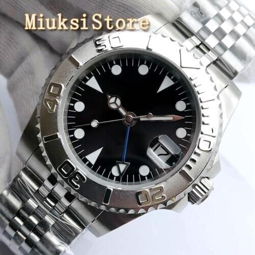 BLIGER 40mm new mens top luxury sterile mechanical watch stainless steel bezel sapphire glass black dial GMT automatic watch