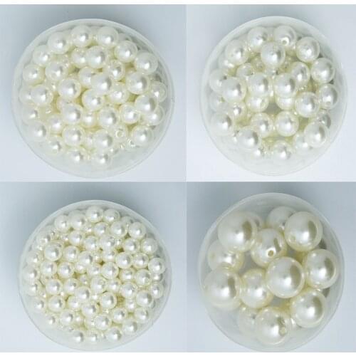 4-20mm Size Cabochon White Ivoy Color Pearl Imitation ABS Beads Round Loose Beads for Jewelry Marking DIY Earrings Bracelet