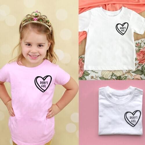 Daddys Girl Heart Pocket Kids Tshirt Boy Girl T Shirt for Children Toddler Clothes Funny Tumblr Top Tees Drop Ship