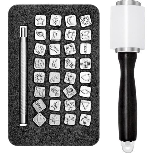LMDZ Leather Printing Tool Carving Leather Craft Stamps Leathercraft Hammer Kit Nylon Craft Hammer Metal Leather Working Tools
