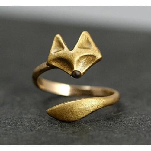 Cute Animal Golden Fox Shape Exquisite Women Rings Wedding Engagement Ring Banquet Party Accessories Jewelry