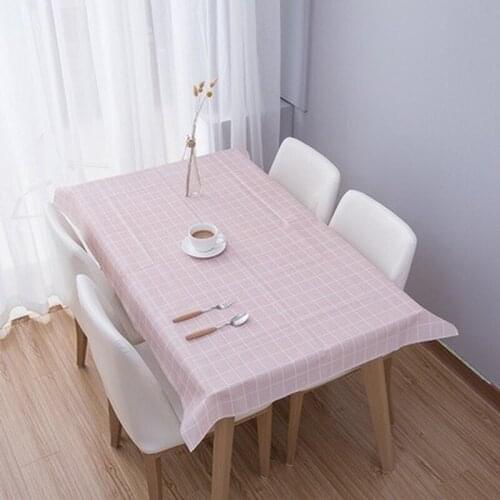 Plaid Tablecloth Printed Color Pink Wedding Birthday Party Anti-scald Waterproof Oil-Proof Table Cover Kitchen Dining Room Decor