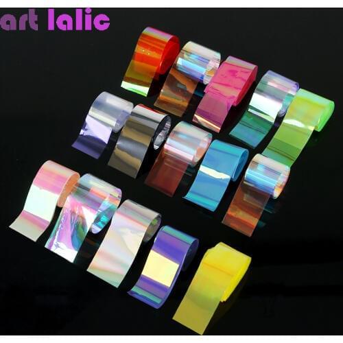 15 Sheets/set Starry Sky Laser Nail Foils Colorful Shimmer Rainbow Effect Manicure Nail Art Transfer Sticker DIY Tips Box
