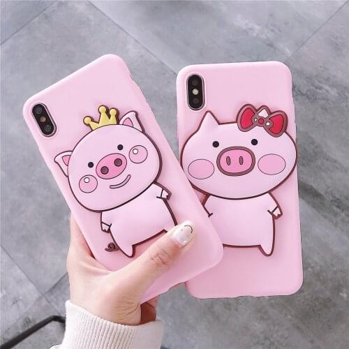 Cute Cartoon Crown Pig Case for Xiaomi Redmi Note 10 8T 8 Pro 7S 6 5A Prime 4X 3 Mi A1 A2 Lite A3 Lovely Bowknot TPU Soft Cover