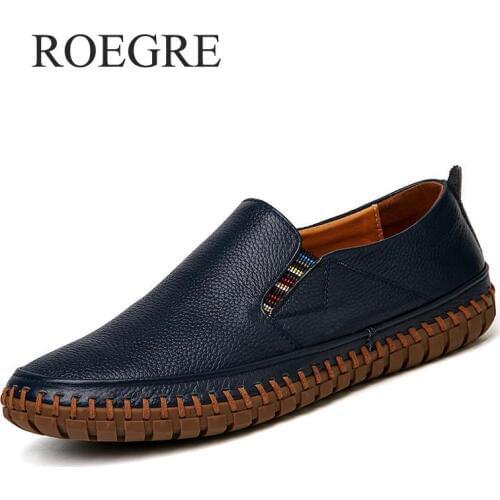 2019 New Men Leather Moccasins Slip-on Loafers Big Size 38-47 Sewing Design Male Breathable Summer Shoes 5 Colors Black White