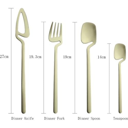 4Pcs Matte Champagne Dinnerware Cutlery Set 304 Stainless Steel Tableware Dinner Fork Spoon Knife Kitchen Flatware Set For Party