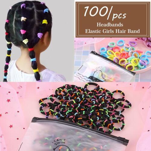 IFMIA New 100 Pcs Baby Child Colorful Elastic Hair Band Girl Kid Rope Ring Headband Rubber Ponytail Holder Accessories Children