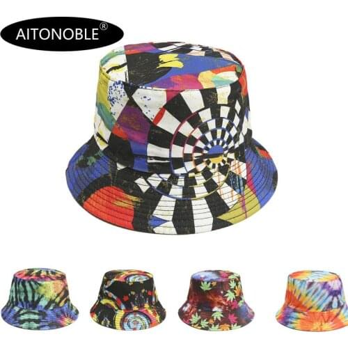 Aitonoble 2021 New Fashion Women Girls Bucket Hat Beach Sun Hat Outdoor Sports Travel Beach Caps Fishermen Hats Hip Hop Hat