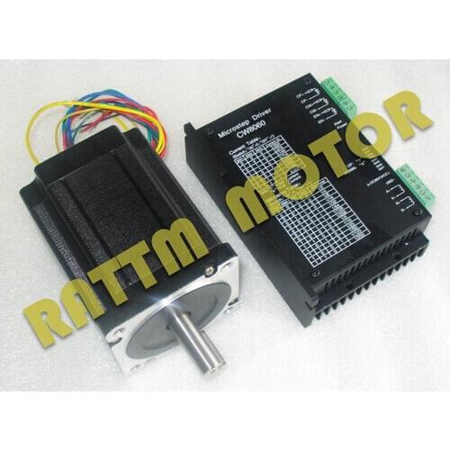 Single Axis Nema34 116mm Dual Shaft CNC Stepper Motor 5.0A 1230oz-in & Driver 6A/80VDC 256 Microstep