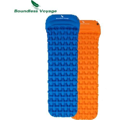 Boundless Voyage Camping Single Mat with Pillow Tent Sleeping Pad Hiking Thick Cushion Inflatable Mattress