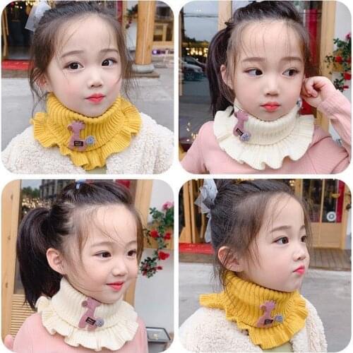 Autumn and Winter Childrens Scarf Solid Color Knitted Wool O-ring Neck Boy and Girl Outdoor Protection Winter Warm Scarf