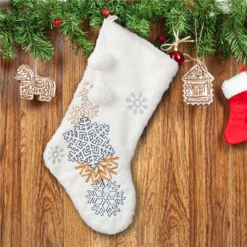 Christmas Stockings Snowflake Embroidery Christmas Gift Candy Bag Xams Tree Pendant Ornaments Fireplace Festival Home Decors