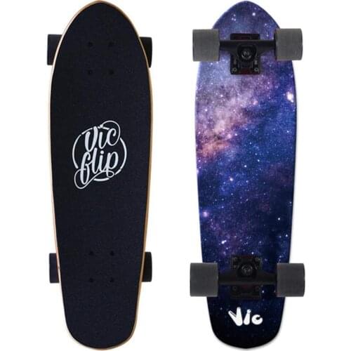 Fish Skateboard 7 Layer Maple ABEC-9 Bearing Fish Skateboard for Boy Girl Youth Beginner Gifts Fish Skateboards,Star Cloud