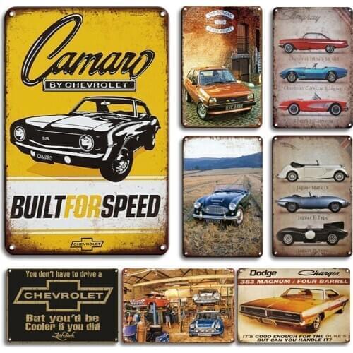 Shabby Chic Car Metal Poster Tin Sign Vintage Garage Man Cave Wall Art Decor Accessories Retro Personalized Living Room Decor