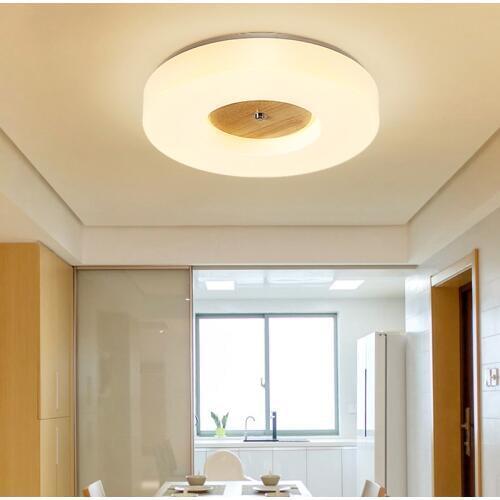 Modern Circular Foyer Led Ceiling Lights Fixtures Wood Nordic Restaurant Bedroom Aisle Balcony Ceiling Lamp Corridor Luminaire