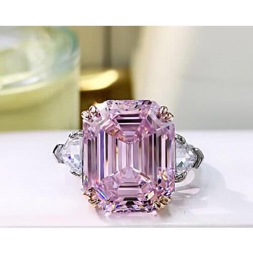 Sterling Silver 925 Rings Charms 13*16mm luxury Brand Princess High Carbon Diamond Ring For Women Party Fine Jewelry Accessories