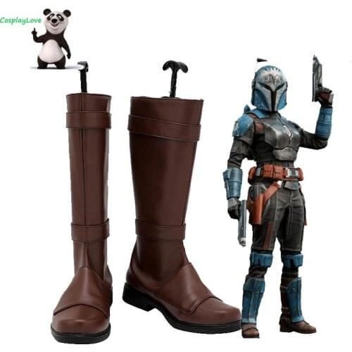 SW The Mandalorian S2 Bo Katan Kryze Brown Shoes Cosplay Long Boots Leather Custom Made For Party Christmas Halloween