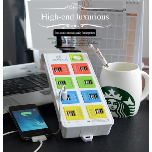 16 USB Multi Electrical Socket Extension Cord Power Strip with Overload Protector for EU/UK/US/AU Plug