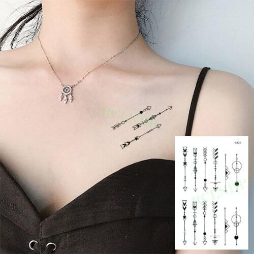 Waterproof Temporary Tattoo Sticker Arrow Geometric Circle Element Flash Tatoo Fake Tattoos for Men Women