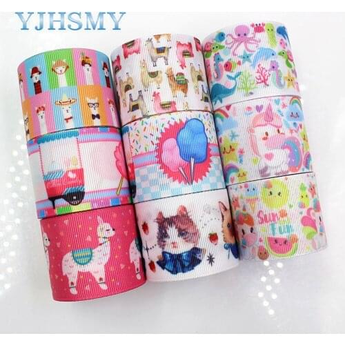 YJHSMY,G-18604-349,38 mm 5 Yards Cartoon Colorful Printed grosgrain ribbon,clothing accessories Webbing, DIY handmade materials