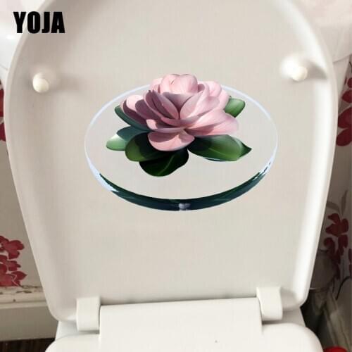 YOJA 23*16.4CM 3D Pink Lotus Creative WC Decoration Toilet Home Bedroom Wall Sticker T1-0453
