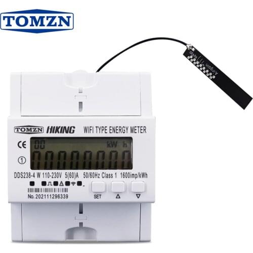 5(60)A 110V 230V 50HZ 60HZ Single phase Din rail WIFI smart energy meter Kwh over and under voltage current protection RS485