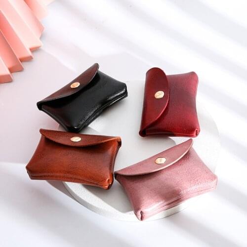 Women PU Coin Purse Hasp Cute Credit Card Holder Small Wallet Female Purses Earphone Lipstick Storage Pouch Mini Bag