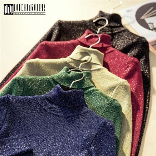 Duckwavr Autumn winter thick Sweater Pullovers Women Long Sleeve casual warm basic turtleneck Sweater female knit Jumpers top