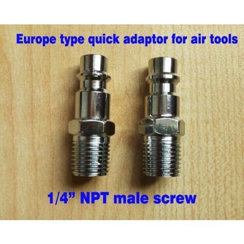 2pcs/lot 1/4" NPT male thread Europe type Pneumatic Air Hose Quick Coupler EU type air tools quick adaptor