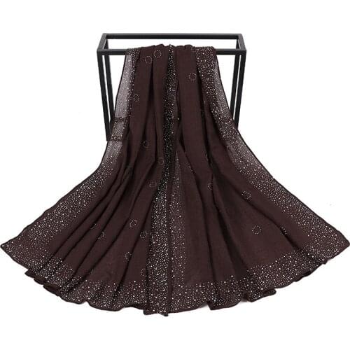 2021 New diamond chiffon women long turban scarf Muslim womens headscarf hat Islamic clothing Turkish headscarf shawl headband