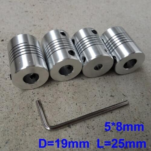 4 pieces 5x8mm CNC Motor Jaw Shaft Coupling 3D Printer accessories OD 19x25mm wholesale stepper motor 5*8*25mm high quality