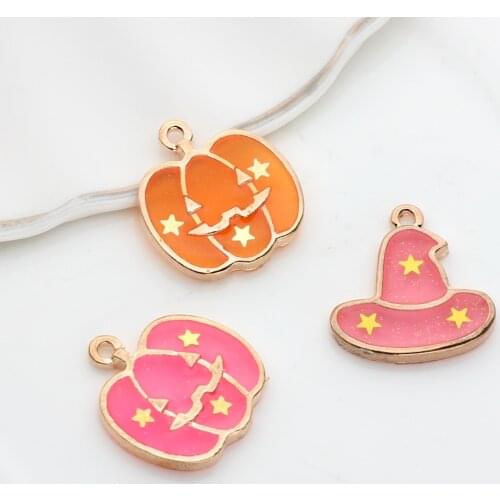 10pcs/lot Zinc Alloy Halloween Enamel Charms Pumpkin Hat Charms For DIY Jewelry Making Finding Accessories